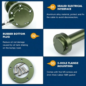 Sensor de Nivel de Combustible Capacitivo Cortable GLTV7 de 700 mm, 0.5-4.5 V, Protección IP65, Precisión del 0.05%, Instalación con Brida de 5 Orificios para Flotillas - Product Image 2