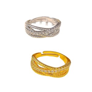 Anello Aperto Regolabile con Design a Croce, Anello a Strati per Donne e Uomini - Product Image 1