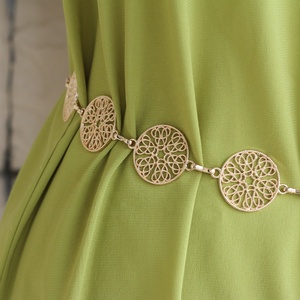 Sabuk pinggang berlubang wanita, hiasan gaun sabuk logam - Product Image 4