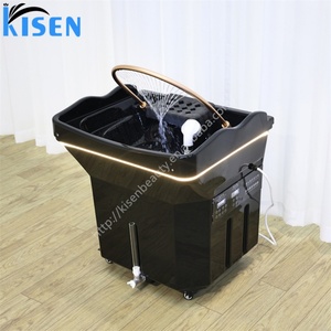 Kisen Black White Shampoo Basin Portable Bac Pipeless Salon Sink with 60L Water tank <b>Led</b> Light Heater Water Arch Fumigated Dome - Product Image 2