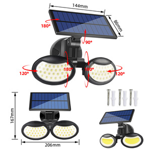 Ly Solar Wall Lamp 138 Led Dual Head Rotating Waterproof Outdoor Garden <b>Light</b> With <b>Motion</b> <b>Sensor</b> For Home Courtyard - Product Image 1