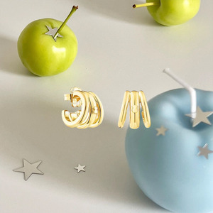 Pendientes de lujo al por mayor Touses: Surtido de pendientes de oso con ónix, concha y cristal de 3 tonos, apilables, accesorios de metal para mujer. - Product Image 2