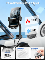 Support de téléphone pour voiture avec ventouse flexible et col de cygne, réglable multi-angles, pour tableau de bord et pare-brise