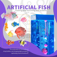 Flyfirm 32 pouces 8 couleurs changeantes aquarium à bulles sensorielles avec lumières LED 12 poissons flottants, parfait pour l'autisme, la thérapie de l'anxiété