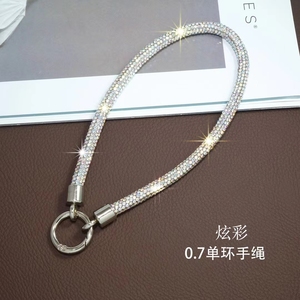 2024 nueva cadena de teléfono corta de diamante de lujo Bling Crystal Rhinestone Anti Lost correa de muñeca llavero móvil con parche - Product Image 4