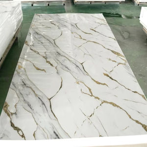 Panneau mural <span class=keywords><strong>d</strong></span>écoratif moderne de luxe en marbre doré Panneau UV en feuille de marbre PVC imperméable pour l'intérieur Échantillon gratuit - Product Image 2