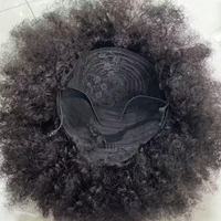 Perruque en cheveux humains vierges bouclés afro, pour femmes noires, 6-16 pouces, pleine densité, style afro naturel, fabriquée à la machine, dentelle HD sans colle