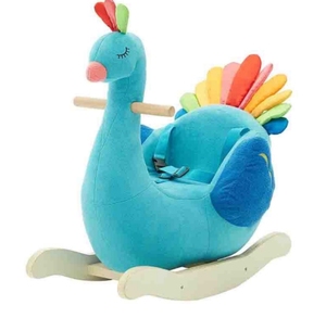 Madeira maciça do bebê balançando o cavalo azul pavão balançando o cavalo brinquedos das crianças - Product Image 4