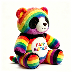 Peluche Panda Colorée Personnalisable pour Anniversaire, Peluche Panda Arc-en-ciel Lumineux pour Enfants - Product Image 4
