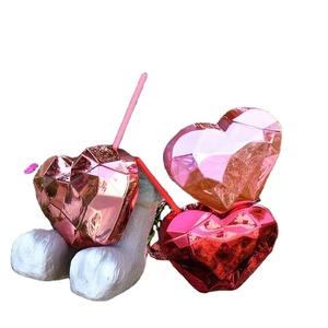 Vaso de Plástico con Forma de Corazón de 20 oz con Pajita, Vasos de Agua de Plástico con Forma de Corazón Personalizados con Tapas - Product Image 5