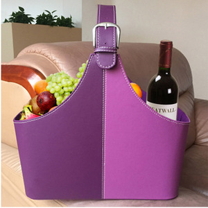 Panier de rangement en cuir avec poignée supérieure pour vin, fleurs, fruits, bonbons, cadeaux de fêtes, présentoir de Noël - Product Image 5