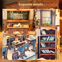 Kit de bricolage éducatif en bois pour mini-jouets - Nook de lecture pour étudiants et maison de poupée pour enfants avec architecture en bois à construire créativement