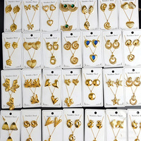 Wholesale 316L Stainless Steel 18k PVD Plated Flower Pendant Necklace Earrings Vintage Chic Waterproof Party Jewelry Set Gift