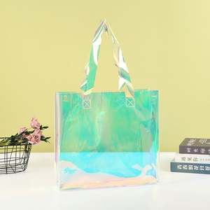 Wholesale Reusable Iridescent Laser Tote Holographic Bag Custom Logo Shopping Bag Rainbow Hologram Clear PVC Tote Bag - Product Image 4