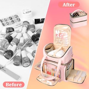 Muestra Gratuita de Bolsa de Uñas Portátil de Doble Capa, Bolsa Organizadora de Esmalte de Uñas de Gran Capacidad, Bolsa de Almacenamiento de Esmalte de Uñas de Viaje - Product Image 4