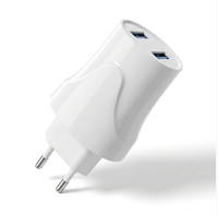 Prise murale européenne fiable avec deux ports USB-A de charge rapide, DC 5V 2.4A Max, certifiée CE RoHS pour ordinateur portable, téléphone portable, voyage