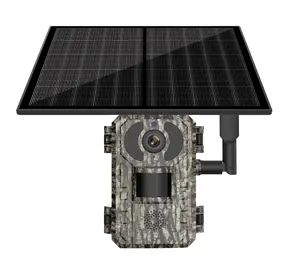 Solar powered 4MP 4G Trail Camera with Night Vision 0.1s Trigger Time Motion Activated 120 Wide Lens IP66 Hunting Camera