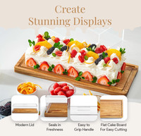Support à dessert en bois d'acacia fait à la main et planche à charcuterie en bois avec couvercle de vente chaude