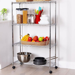 חובה כבדה 4 שכבות מתכת כרום מתכת נייד חוט מדפים על גלגלים - Product Image 6