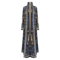 Miyake Abaya 2025 femmes Robe musulmane Vintage grande taille imprimé longue Robe Pour Femme modeste décontracté Cardigan veste pour grandes dames