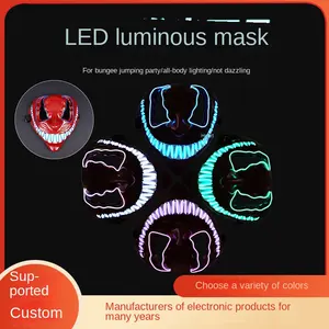 Penjualan laris kostum kawat EL LED Halloween topeng Led menyala topeng pesta dekorasi Halloween