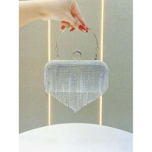 Tas Malam Bentuk Hati Berhiaskan Kristal untuk Wanita, Tas Tangan Kristal Emas untuk Pesta <span class=keywords><strong>Prom</strong></span> - Product Image 3