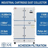 Collecteur de poussière industriel à cartouches - Nettoyage automatique par jet pulsé 10 000 m³/h 180 m² Filtration 0,3 μm 11 kW