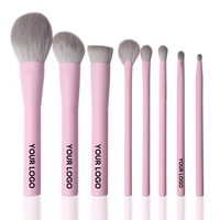Offre Spéciale 8 pièces manche en bois visage doux sans cruauté végétalien Logo personnalisé haute qualité privé synthétique rose maquillage brosse ensemble