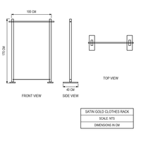 Porte-vêtements simple en acier inoxydable doré brossé, avec barre de base stabilisatrice et joints soudés sans couture, OEM ODM, pour boutiques de vêtements sur mesure