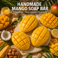 Jabón Artesanal de Mango con Manteca de Mango y Aceite de Coco, Limpieza Profunda, Iluminador, Hidratante, para Rostro y Cuerpo, OEM ODM 100g