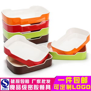 Assiette rectangulaire en mélamine avec finition imitation porcelaine pour barbecue, hot pot, plats froids et fêtes - Product Image 3