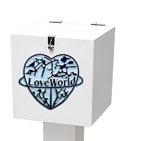 Boîte à suggestions sur pied avec serrure, en acrylique transparent, à étagère unique, pour collecte de dons, sur roulettes, pour hôtel et bureau