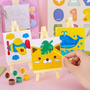 <span class=keywords><strong>Mini</strong></span> Set da Pittura per Bambini con <span class=keywords><strong>Mini</strong></span> Cavalletto, Colori Acrilici, Pennello, Giocattolo da Colorare con Animali Cartoon, Regalo per Bambini - Product Image 4