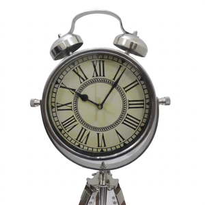 Horloge de bureau et de table de style vintage avec trépied en bois Horloge de table de style marron poli avec finition chromée pour la décoration intérieure - Product Image 1