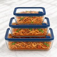 Boîte à lunch en verre borosilicate résistant à la chaleur, sans BPA, avec couvercles verrouillables, compatible four, pour la préparation des repas des nouveau-nés et l'utilisation en cuisine