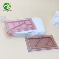 Palette de fards à paupières magnétique rotative rectangulaire 7 couleurs écologique, conteneur vide pour poudre de blush compacte individuelle