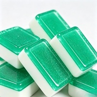 Set Mahjong Funky Trade Green Glitter Singapore, Lengkap dengan Ubin Berpola dan Kotak Penyimpanan Kulit PU, Perlengkapan Permainan Portabel untuk Perjalanan
