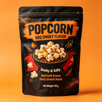 Sachets refermables personnalisés de qualité alimentaire, réutilisables, en Mylar, avec fermeture éclair, pour pop-corn, emballages à fond plat