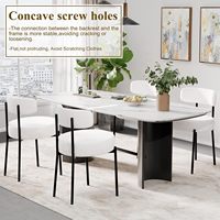 Chaises de salle à manger modernes Chaises de cuisine rembourrées rondes Chaise de salle à manger Sherpa avec pieds en métal noir