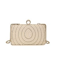 Pochette élégante en perles brillantes et strass pour femme, sac à main perlé pour soirée, sac à bandoulière pour fête formelle