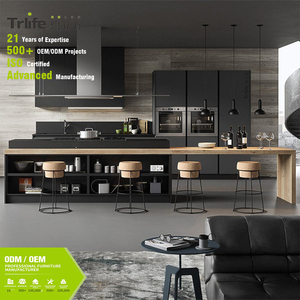 Meubles de <span class=keywords><strong>cuisine</strong></span> modulaires minimalistes haut de gamme tabourets de bar d'îlot charnière centre commercial utiliser des armoires de <span class=keywords><strong>four</strong></span> encastrées matériau de qualité supérieure - Product Image 2