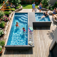 Grande Piscine Préfabriquée Hors Sol de Jardin Facile à Installer, avec Fenêtre en Verre, en Fibre de Verre, Type Bassin Conteneur pour la Famille