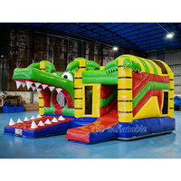 Structure gonflable commerciale de location, thème crocodile, style tropical, pour enfants, avec souffleur