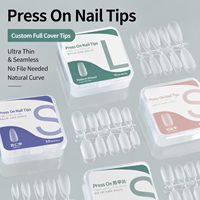 TSZS Faux ongles à presser ultra fins, couvrance totale, formes courtes, amande, ovales, cercueil, naturels, 500 pièces pour DIY et vente en gros
