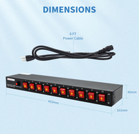 Barre d'alimentation PDU 1U montée en rack avec protection contre les surtensions 1800J, interrupteur à LED individuel, prise de courant pour centre de données