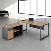 Bureau d'ordinateur couleur noyer blanc + pieds en acier noir, table d'écriture à structure métallique pour bureau à domicile, ensemble de bureau avec rangement