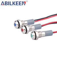 ABILKEEN Lampe indicatrice LED mini en métal de 6 mm à tête bombée, voyant lumineux à tête plate avec câble de 150 mm pour machine CNC