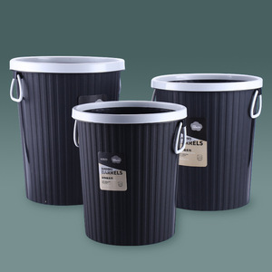 Cleporo Sundries Barrel 3300 3304 Poubelle cylindrique noire et blanche pour l'intérieur avec couvercle pour la maison, la cuisine, le bureau et le rangement - Product Image 4