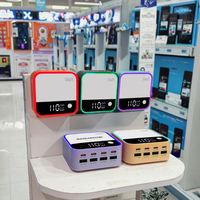 Chargeur rapide USB-C multi-ports 120W GaN PD 3.0 QC avec écran numérique et lumière ambiante RGB, 8 ports, chargeur de bureau électrique