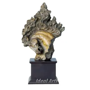 도매 홈 장식 현대 캐스트 작은 청동 금속 예술 장식 말 머리 동상 테이블 탑 조각